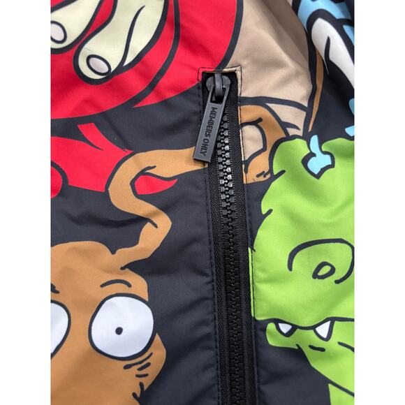 Nickelodeon Members Only cartoon print full zip  jacket hooded pockets sz L - Picture 5 of 11